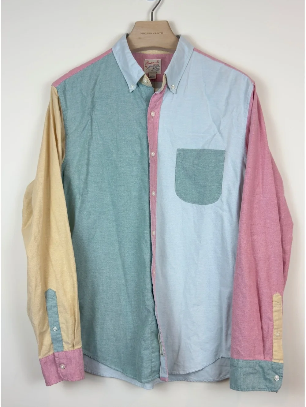 J.Crew Broken-In Oxford Organic Cotton Colorblock Shirt Men’s Large Multicolor